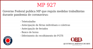 Imagem com resumo dos principais tópicos da MP 927